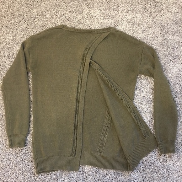 Harper Lane Sweater Olive Green Wrap Open Back XS - Picture 3 of 7